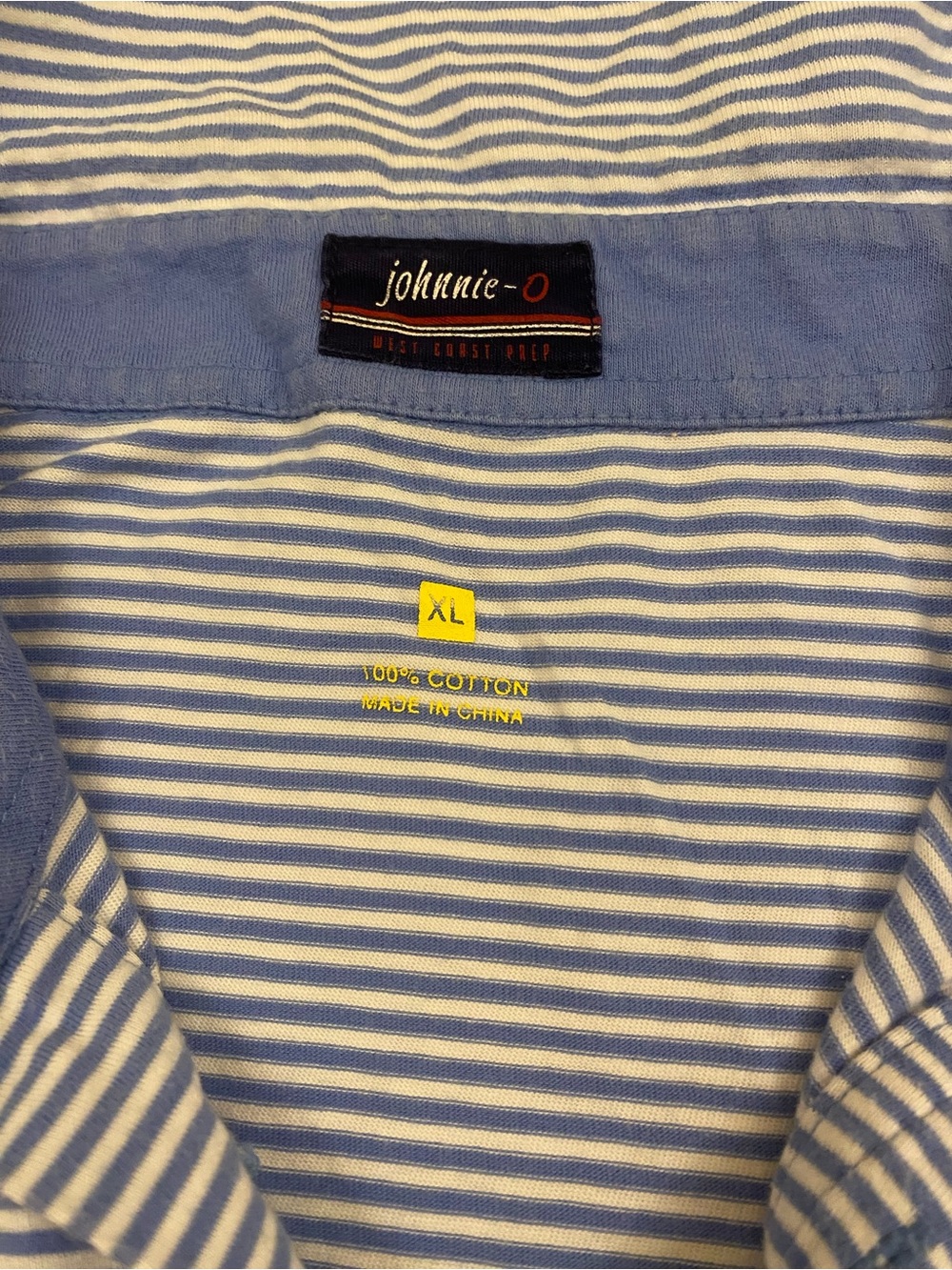 johnnie-O Blue and White Striped Button-Up Shirt